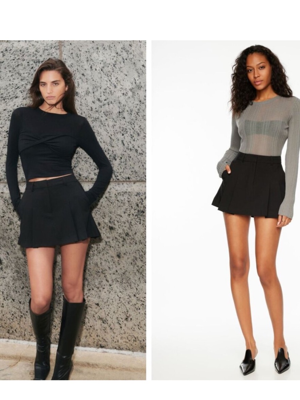DYNAMITE - Black Pleated Mini Skort